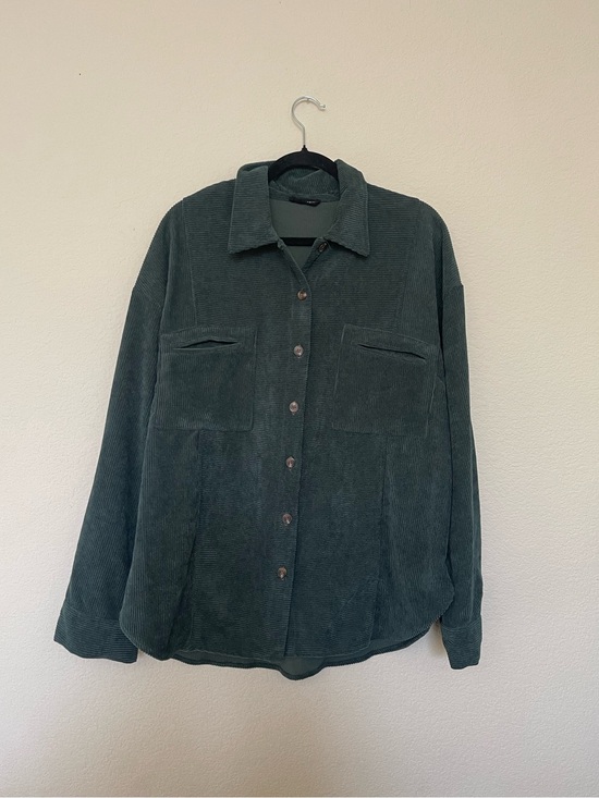 Blu Pepper Tops - Blu Pepper Hunter Green Oversized Corduroy Button-Down Shacket